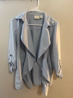Chico's Light Blue Draped Open Front Jacket